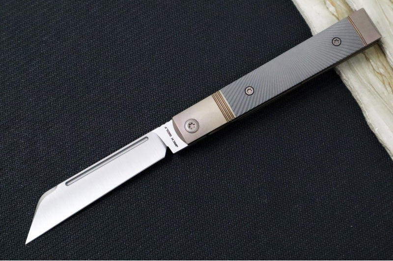 Jack Wolf Knives Titanium Starburst Feel Good Jack Flipper - Starburt Patterned Titanium Handle / Titanium Liners & Bolsters / CPM-S90V Steel - Northwest Knives
