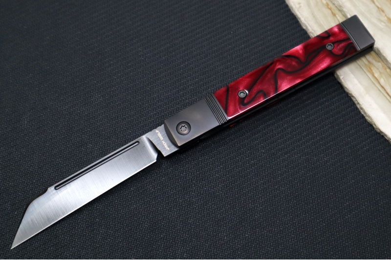 Jack Wolf Knives True Blood Kirinite Feel Good Jack Flipper - Red Kirinite & Titanium Handle / Titanium Liners & Bolsters / CPM-S90V Steel - Northwest Knives