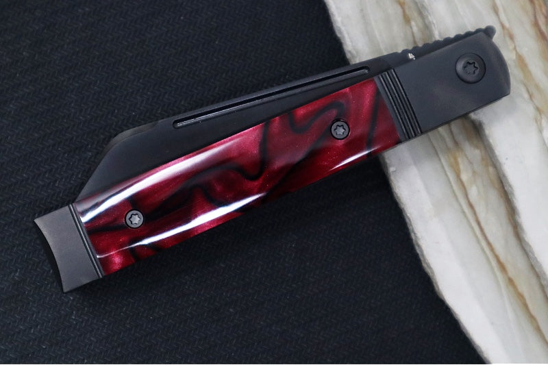 Jack Wolf Knives True Blood Kirinite Feel Good Jack Flipper - Red Kirinite & Titanium Handle / Titanium Liners & Bolsters / CPM-S90V Steel - Northwest Knives