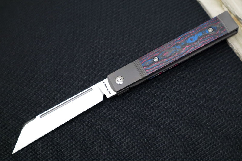 Jack Wolf Knives CamoCarbon Miami Feel Good Jack Flipper - CamoCarbon & Titanium Handle / Titanium Liners & Bolsters / CPM-S90V Steel - Northwest Knives