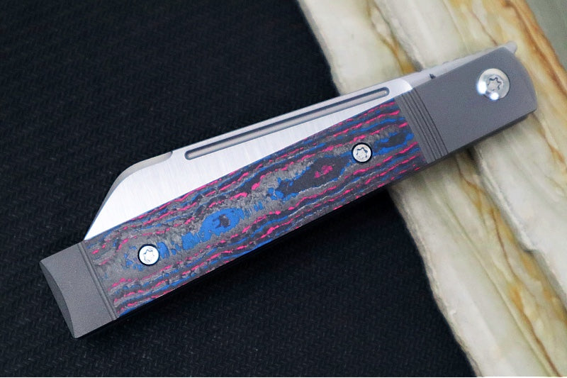 Jack Wolf Knives CamoCarbon Miami Feel Good Jack Flipper - CamoCarbon & Titanium Handle / Titanium Liners & Bolsters / CPM-S90V Steel - Northwest Knives