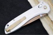 Benchmade 710FE-24 SEVEN | TEN  - Recurve Drop Point Blade / CPM-S90V Steel / Gray Machined Aluminum Handle / FDE PVD Accents - Northwest Knives