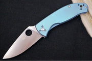 Spyderco Tenacious - Blue Anodized Titanium  Handle / Satin 8Cr13MoV Blade - C122TIBLP - Northwest Knives