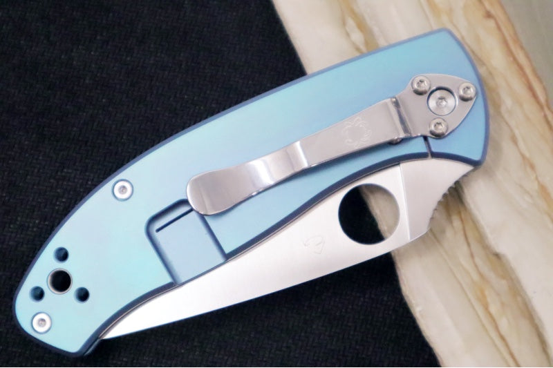 Spyderco Tenacious - Blue Anodized Titanium  Handle / Satin 8Cr13MoV Blade - C122TIBLP