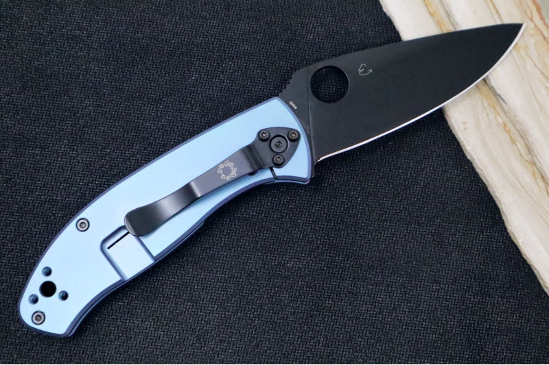 Spyderco Tenacious - Blue Anodized Titanium Handle / Black 8Cr13MoV Blade - C122TIBLBKP - Northwest Knives