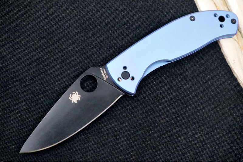 Spyderco Tenacious - Blue Anodized Titanium Handle / Black 8Cr13MoV Blade - C122TIBLBKP - Northwest Knives