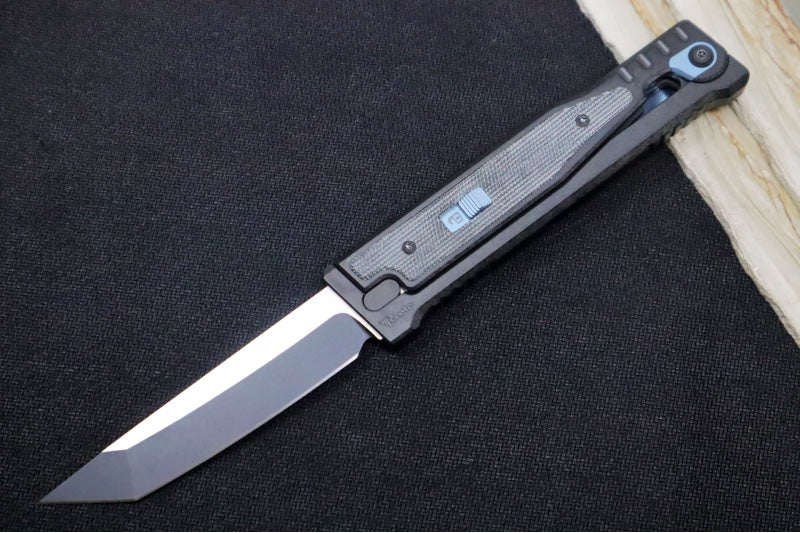 Reate Knives EXO Gravity Knife - Black PVD Titanium Handle & Black Micarta Inlay / Black PVD Finish / Tanto Blade / Elmax Steel - Northwest Knives