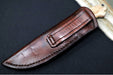 Bloodworth Custom Knives Fixed Blade - Bushcrafter - 154CM Stainless Steel Blade - Musk Ox Handle - Brown Leather Sheath - Northwest Knives