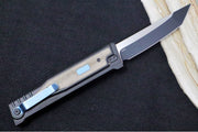 Reate Knives EXO Gravity Knife - Black PVD Titanium Handle & Twill Green Micarta Inlay / Black PVD Finish / Tanto Blade / Elmax Steel - Northwest Knives