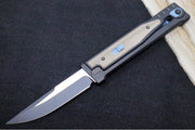 Reate Knives EXO Gravity Knife - Black PVD Titanium Handle & Twill Green Micarta Inlay / Black PVD Finish / Drop Point Blade / Elmax Steel - Northwest Knives