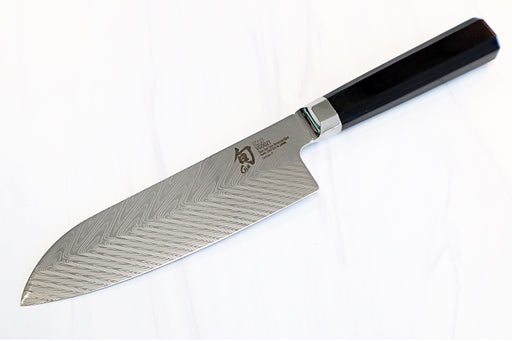 Shun Dual-Core - 7" Santoku - Herringbone 71 Layered Damascus - Ebony Pakkawood Octagon Handle - Made in Seki City, Japan - Northwest Knives