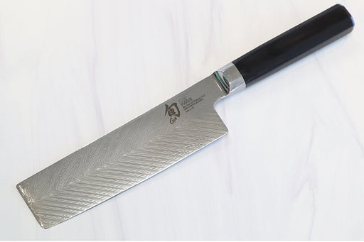Shun Dual-Core - 6.5" Nakiri - Herringbone 71 Layered Damascus - Ebony Pakkawood Octagon Handle - Made in Seki City, Japan - Northwest Knives