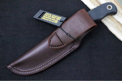 Tops Tex Creek Sniper Grey - 1095 Steel / Sniper Grey Finish / Black Canvas Micarta Handle / Brown Leather Sheath TEX-4