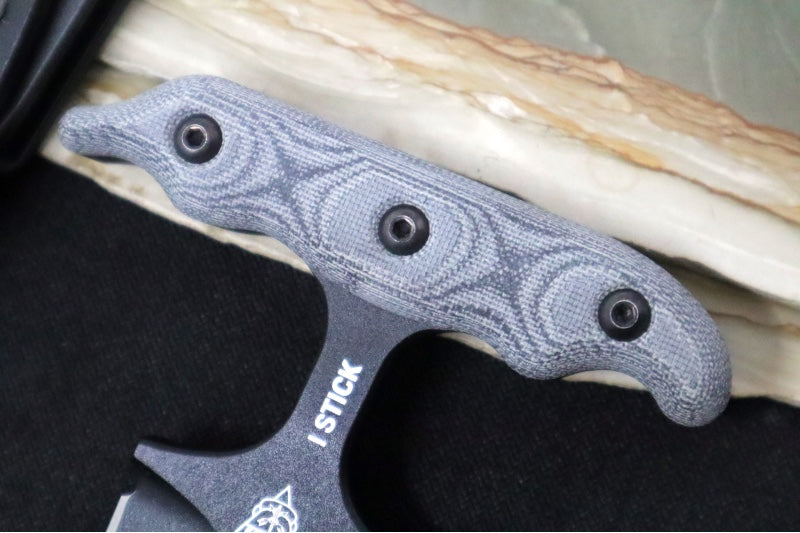 Tops I Stick Push Dagger - 1075 Steel / Black Traction Finish / Black Canvas Micarta Handle / Black Kydex Sheath I-STICK