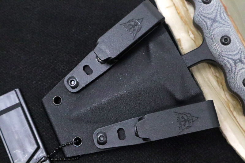 Tops I Stick Push Dagger - 1075 Steel / Black Traction Finish / Black Canvas Micarta Handle / Black Kydex Sheath I-STICK