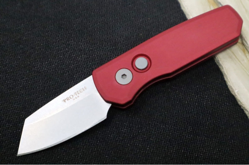 Pro Tech Runt Auto - Red Anodized Aluminum Handle / Stonewashed Reverse Tanto Blade / CPM-Magnacut Steel R5401-Red - Northwest Knives