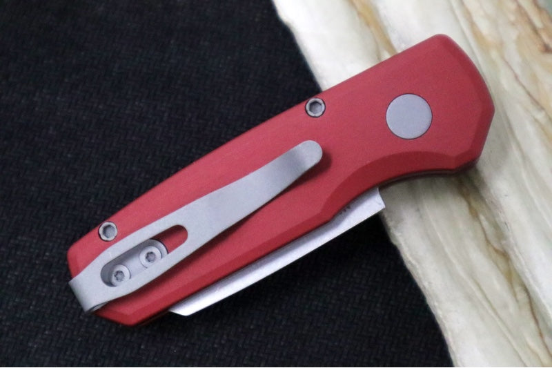 Pro Tech Runt Auto - Red Anodized Aluminum Handle / Stonewashed Reverse Tanto Blade / CPM-Magnacut Steel R5401-Red