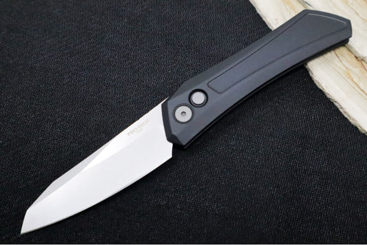 Pro Tech Oligarch Auto - Solid Black Anodized Aluminum Handle / Stonewashed Finish Spear Point Blade / CPM-Magnacut Steel DS101