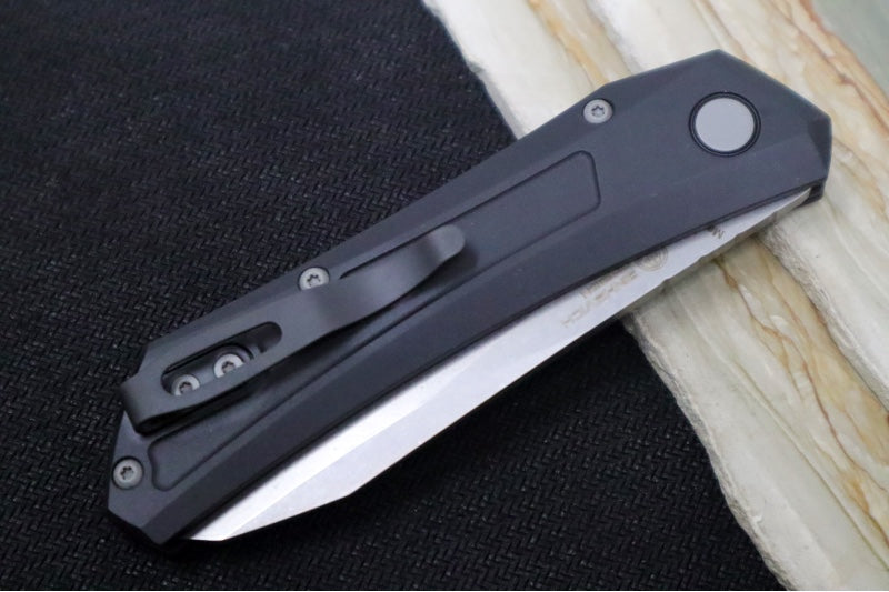 Pro Tech Oligarch Auto - Solid Black Anodized Aluminum Handle / Stonewashed Finish Spear Point Blade / CPM-Magnacut Steel DS101