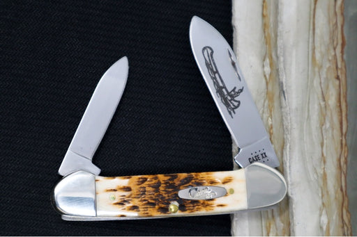Garage Sale Case Knives Canoe - Tru-Sharp Stainless Steel / Amber Bone Peach Seed Jig 00263 - Northwest Knives