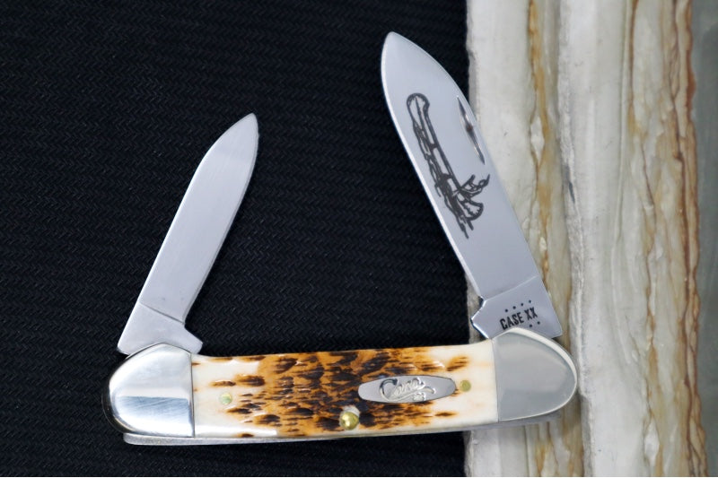 Garage Sale Case Knives Canoe - Tru-Sharp Stainless Steel / Amber Bone Peach Seed Jig 00263 - Northwest Knives