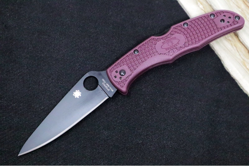 Spyderco Endura 4 Lightweight SPRINT RUN - Burgundy FRN Handle / Micro-Melt PD#1 Steel / Black Blade C10BGBKP