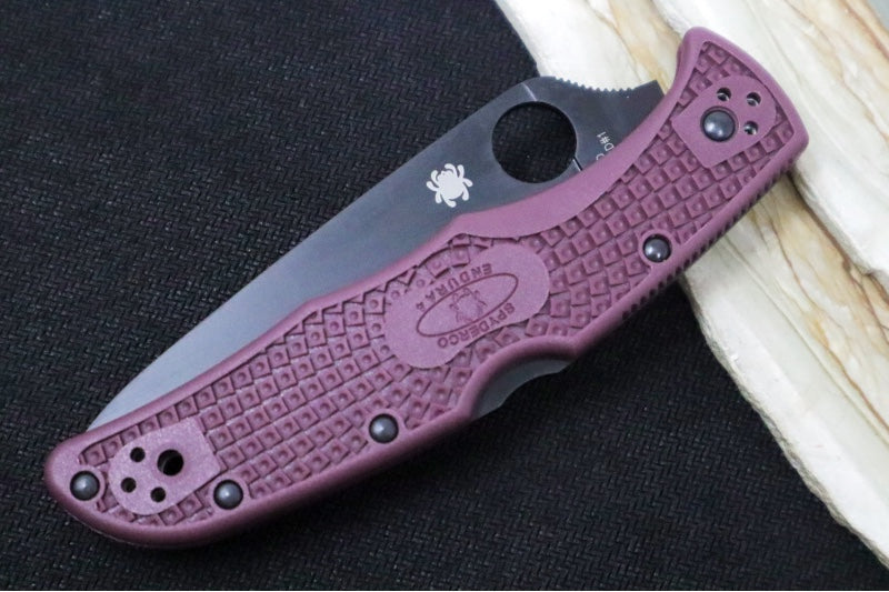 Spyderco Endura 4 Lightweight SPRINT RUN - Burgundy FRN Handle / Micro-Melt PD#1 Steel / Black Blade C10BGBKP