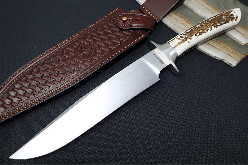 Boker Argentina Toro HX - Genuine Stag Handle / ACX 390 Steel / Clip Point Blade / Brown Leather Sheath 02BA595HX - Northwest Knives