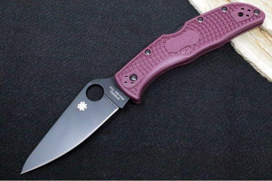 Spyderco Endela Lightweight SPRINT RUN - Burgundy FRN Handle / Satin Wharncliffe Blade / Micro-Melt PD#1 Steel - C243BGBKP