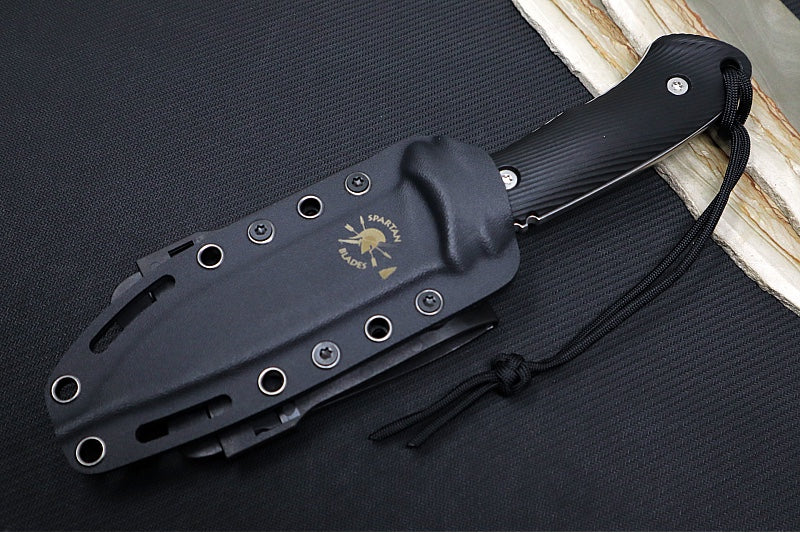 Spartan Blades Linden Fixed Blade - Stonewashed PVD Blade / Elmax Stainless Steel / Black Kydex Sheath SBEU2SWKYBK - Northwest Knives