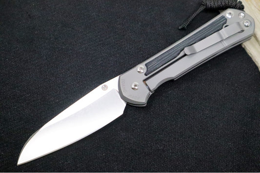 Chris Reeve Large Sebenza 31 Glass Blasted LEFT HAND - Insingo Blade / CPM-Magnacut Steel / Black Micarta Inlay L31-1225