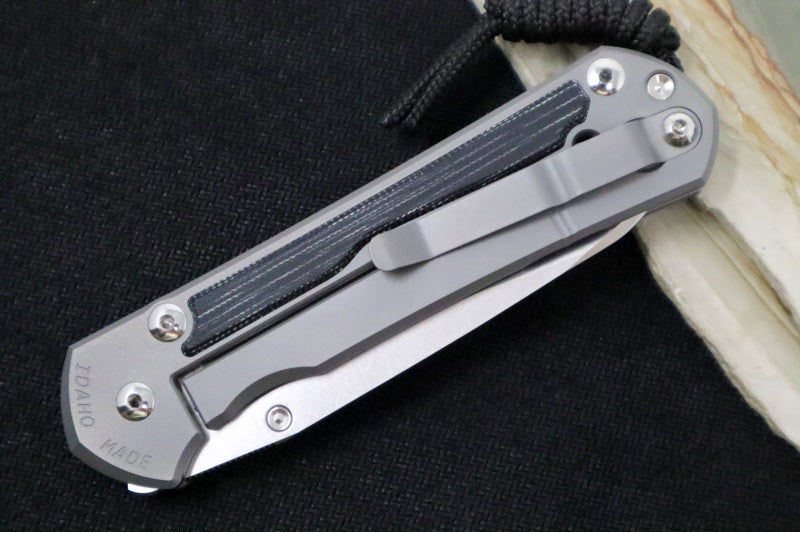 Chris Reeve Large Sebenza 31 Glass Blasted LEFT HAND - Insingo Blade / CPM-Magnacut Steel / Black Micarta Inlay L31-1225