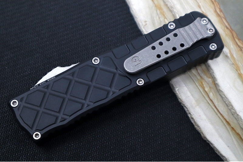Guardian Tactical APEX EDC OTF Left Hand - Black Anodized Aluminum / Magnacut Steel / Stonewashed Finish / Single Edge Blade 16-3511 - Northwest Knives