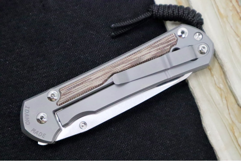 Chris Reeve Large Sebenza 31 Glass Blasted LEFT HAND - Insingo Blade / CPM-Magnacut Steel / Black Micarta Inlay L31-1227 - Northwest Knives