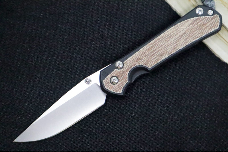 Chris Reeve Knives Large Sebenza 31 NWK Exclusive - Drop Point Blade / CPM-Magnacut Steel / Armor Black Cerakote Handle & Natural Micarta Inlay / Charcoal Lanyard L31-1738