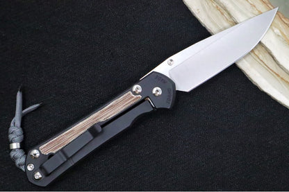 Chris Reeve Knives Large Sebenza 31 NWK Exclusive - Drop Point Blade / CPM-Magnacut Steel / Armor Black Cerakote Handle & Natural Micarta Inlay / Charcoal Lanyard L31-1738