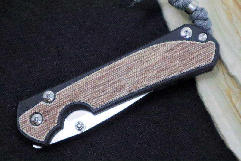 Chris Reeve Knives Large Sebenza 31 NWK Exclusive - Drop Point Blade / CPM-Magnacut Steel / Armor Black Cerakote Handle & Natural Micarta Inlay / Charcoal Lanyard L31-1738