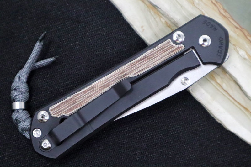 Chris Reeve Knives Large Sebenza 31 NWK Exclusive - Drop Point Blade / CPM-Magnacut Steel / Armor Black Cerakote Handle & Natural Micarta Inlay / Charcoal Lanyard L31-1738 - Northwest Knives