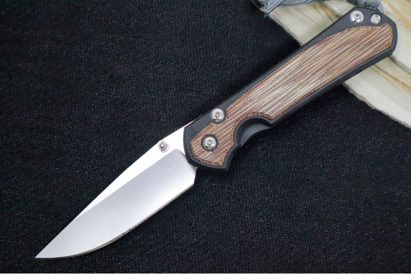 Chris Reeve Knives Small Sebenza 31 NWK Exclusive - Drop Point Blade / CPM-Magnacut Steel / Armor Black Cerakote Handle & Natural Micarta Inlays / Grey Lanyard S31-1738