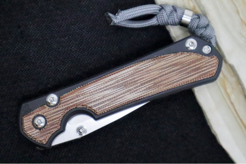 Chris Reeve Knives Small Sebenza 31 NWK Exclusive - Drop Point Blade / CPM-Magnacut Steel / Armor Black Cerakote Handle & Natural Micarta Inlays / Grey Lanyard S31-1738