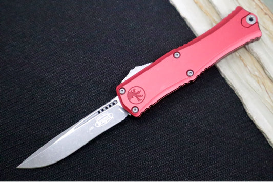 Microtech Mini Hera II OTF - Recurve Blade / Apocalyptic Finish / Merlot Anodized Aluminum Handle 1705M-10APMR