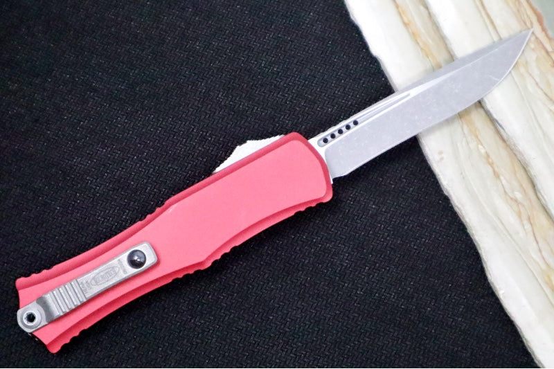 Microtech Mini Hera II OTF - Recurve Blade / Apocalyptic Finish / Merlot Anodized Aluminum Handle 1705M-10APMR - Northwest Knives