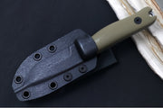 Reiff Knives F3 Fixed Blade - Green Canvas Micarta Handle / CPM-Magnacut Blade / Stonewashed Drop Point Blade / Black Kydex Sheath - Northwest Knives