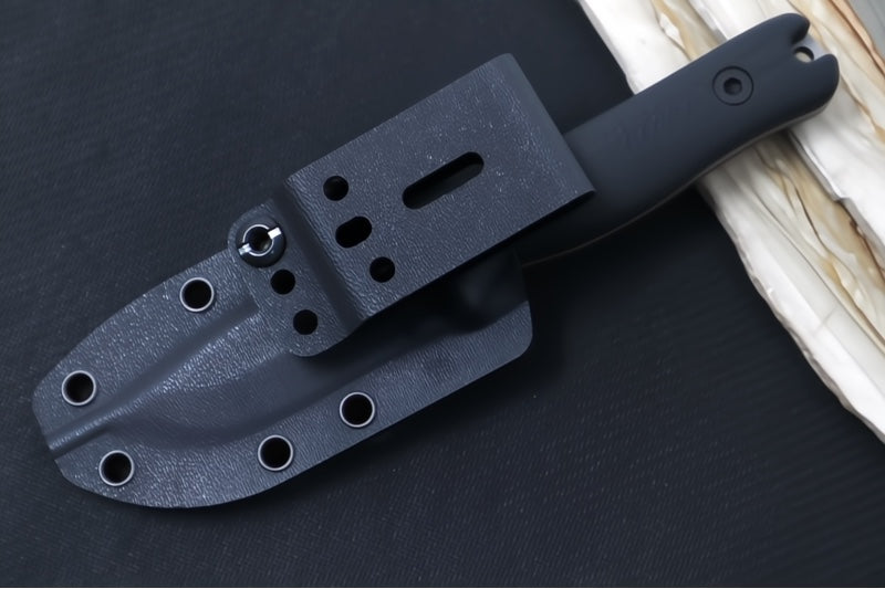 Reiff Knives F3 Fixed Blade - Black Canvas Micarta Handle / CPM-Magnacut Blade / Stonewashed Drop Point Blade / Black Kydex Sheath
