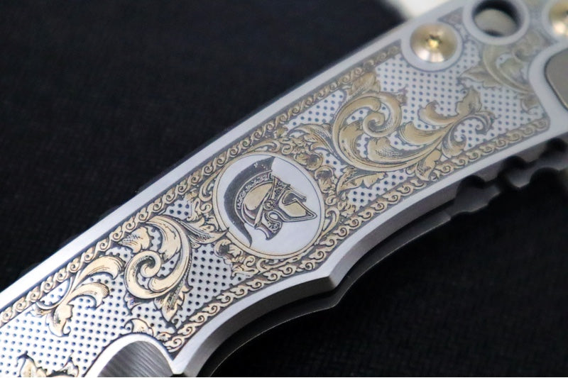 Spartan Blades HARSEY Titanium Folder 2023 Special Edition Flourishes - Drop Point Blade / CPM-Magnacut Steel / "Flourishes" Anodized Handle SF5Flourishes