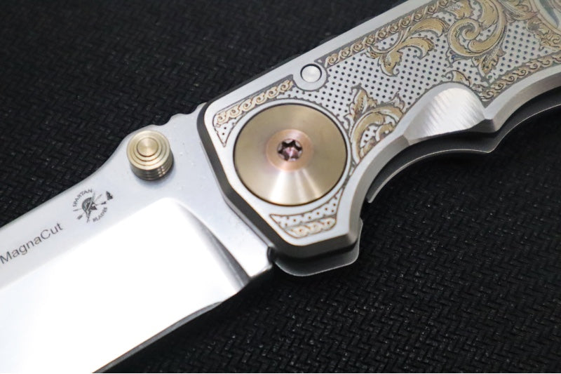 Spartan Blades HARSEY Titanium Folder 2023 Special Edition Flourishes - Drop Point Blade / CPM-Magnacut Steel / "Flourishes" Anodized Handle SF5Flourishes