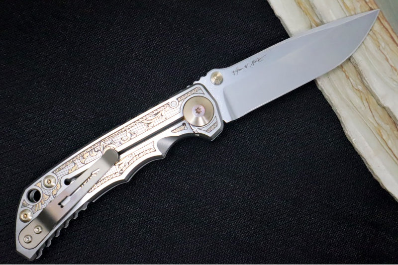 Spartan Blades HARSEY Titanium Folder 2023 Special Edition Flourishes - Drop Point Blade / CPM-Magnacut Steel / "Flourishes" Anodized Handle SF5Flourishes