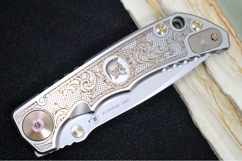 Spartan Blades HARSEY Titanium Folder 2023 Special Edition Flourishes - Drop Point Blade / CPM-Magnacut Steel / "Flourishes" Anodized Handle SF5Flourishes