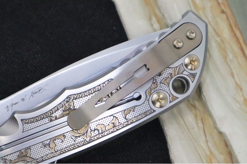 Spartan Blades HARSEY Titanium Folder 2023 Special Edition Flourishes - Drop Point Blade / CPM-Magnacut Steel / "Flourishes" Anodized Handle SF5Flourishes