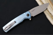 Zero Tolerance 0044BLU Button Lock Flipper Limited Edition - CPM-S90V Steel / Stonewashed Finish / Blue Anodized Full Titanium Handle - Northwest Knives